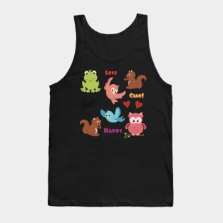 Cute set of stickers, animals and words Tank Top